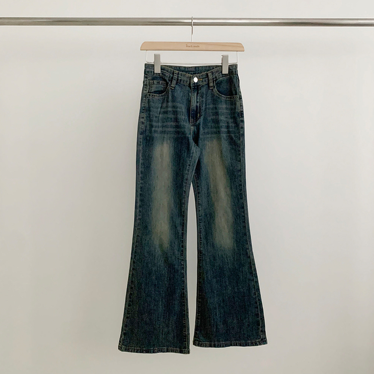 【丈別】クールウォッシングスパンブーツカットデニムパンツ