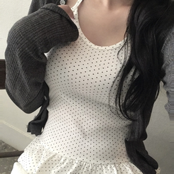 ノースリーブ ドットホルターフリルキャミソール DOT IVORY