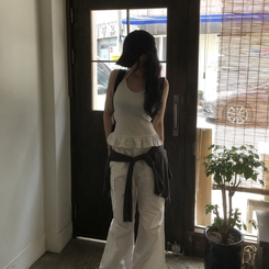ノースリーブ ドットホルターフリルキャミソール DOT IVORY