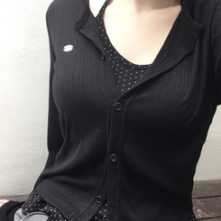 カーディガン イブニングカーディガン(8color) BLACK