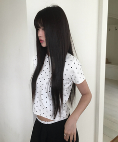 【シュシュ付き】ドットスリム半袖Tシャツ IVORY