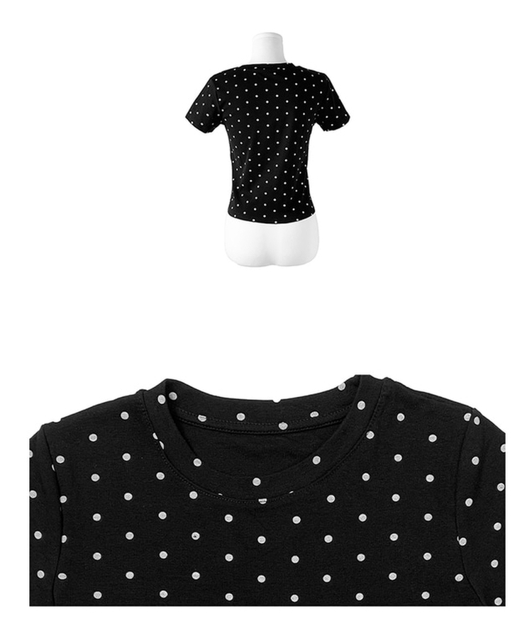 【シュシュ付き】ドットスリム半袖Tシャツ