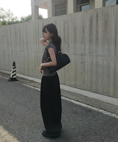 コットンパンツ サマーコットンストリングワイドピンタックパンツ BLACK