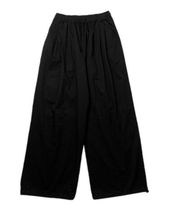 コットンパンツ サマーコットンストリングワイドピンタックパンツ