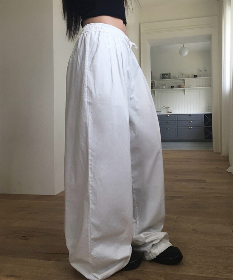 サマーコットンストリングワイドピンタックパンツ IVORY