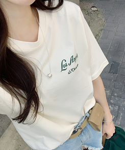 ウォッシングレタリング半袖Tシャツ CREAM