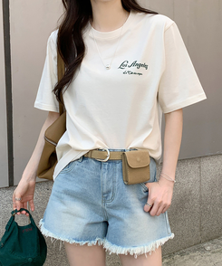 ウォッシングレタリング半袖Tシャツ CREAM