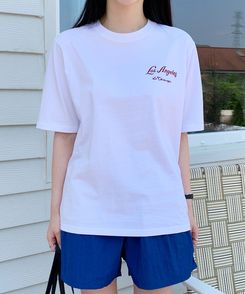 ウォッシングレタリング半袖Tシャツ IVORY