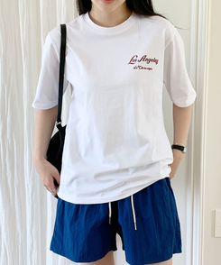 ウォッシングレタリング半袖Tシャツ IVORY