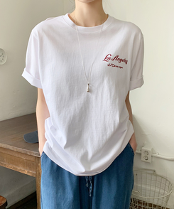 ウォッシングレタリング半袖Tシャツ IVORY