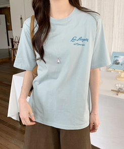 ウォッシングレタリング半袖Tシャツ MINT