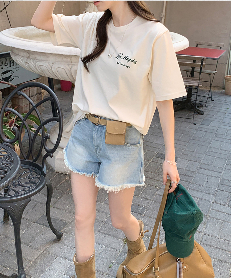 ウォッシングレタリング半袖Tシャツ CREAM