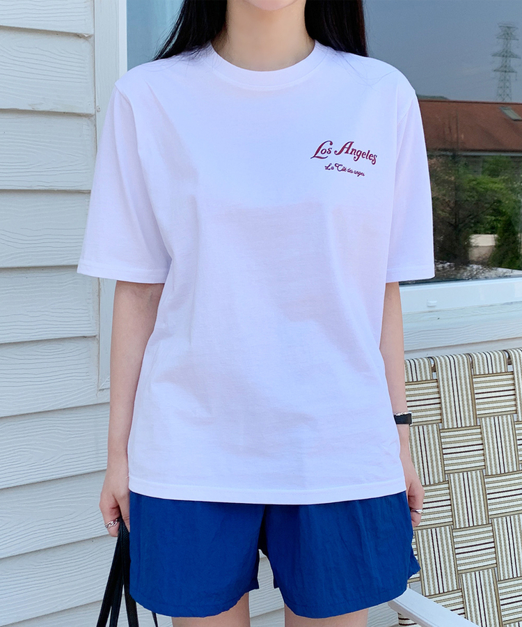 ウォッシングレタリング半袖Tシャツ IVORY