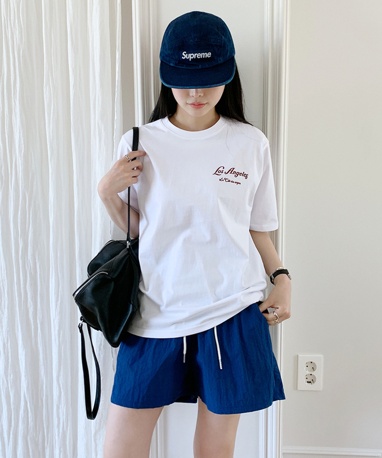 ウォッシングレタリング半袖Tシャツ IVORY