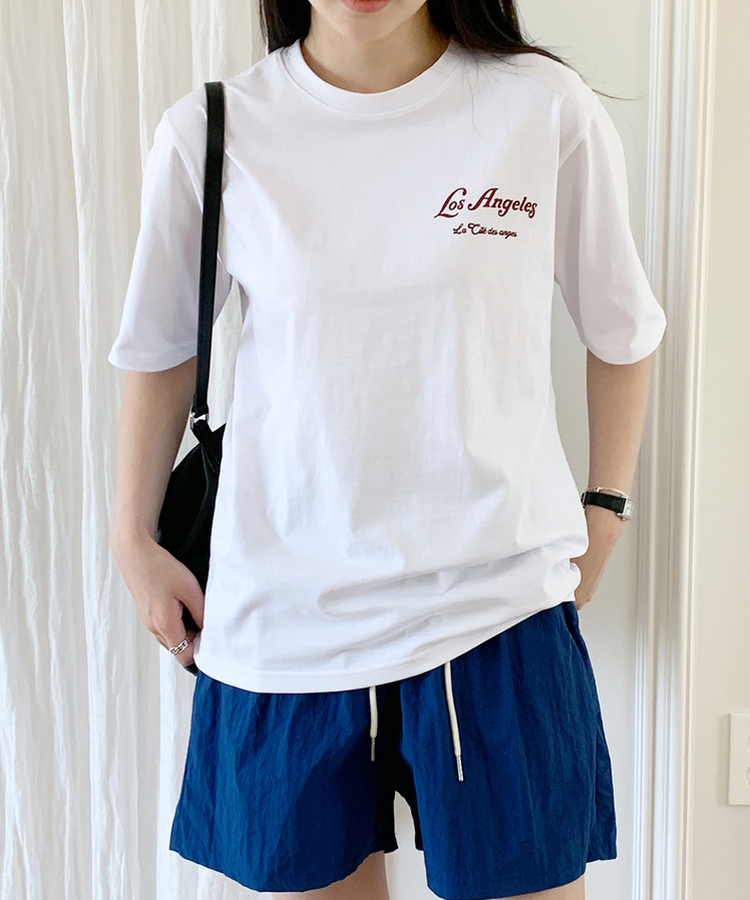 ウォッシングレタリング半袖Tシャツ IVORY