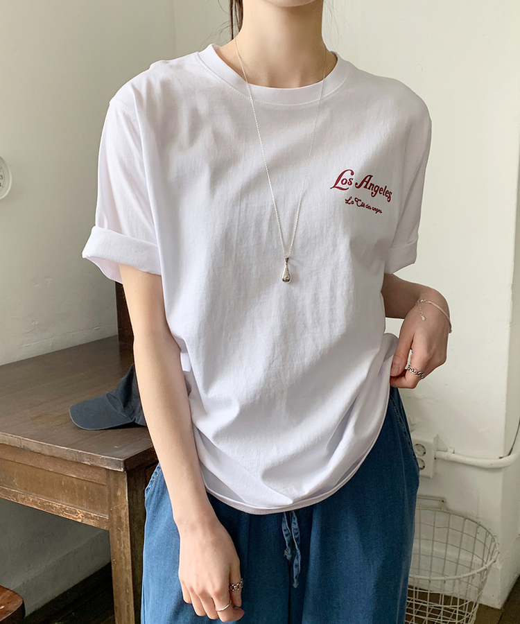 ウォッシングレタリング半袖Tシャツ IVORY