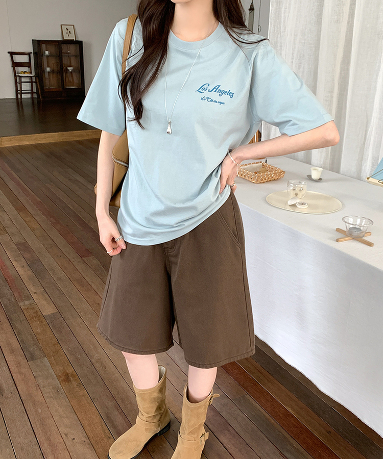 ウォッシングレタリング半袖Tシャツ MINT