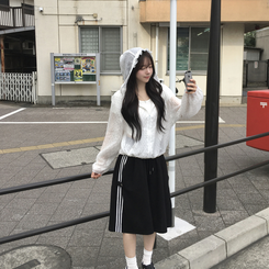 シースルードットフリルフードウィンドブレーカー｜ジャンパー｜韓国