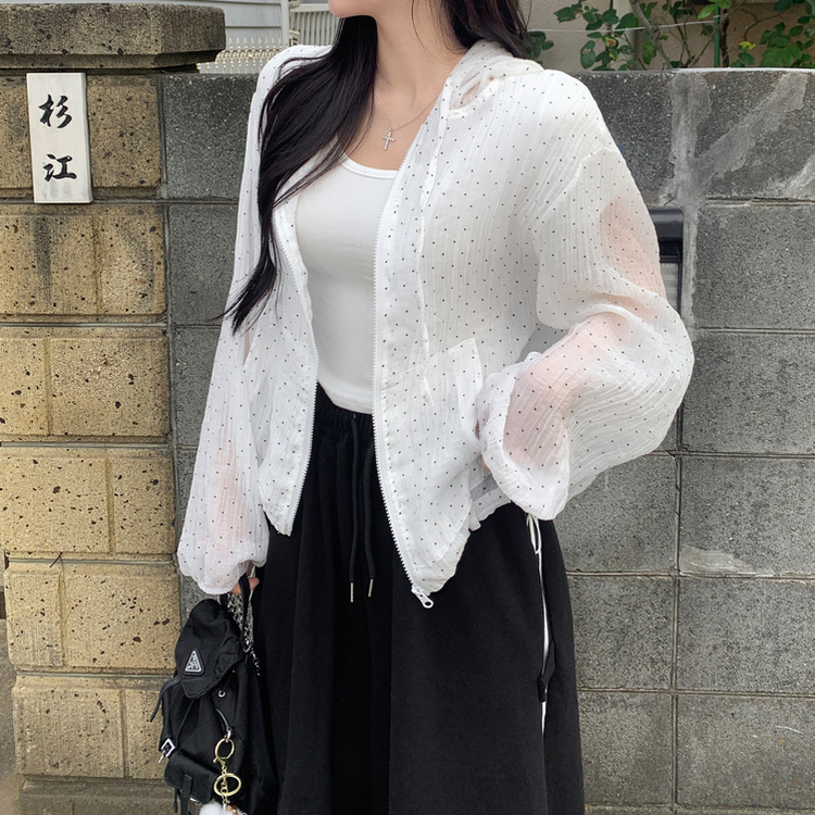 OHESHIO ドット フリル フード ウィンドブレーカー ジャンパー oheshio