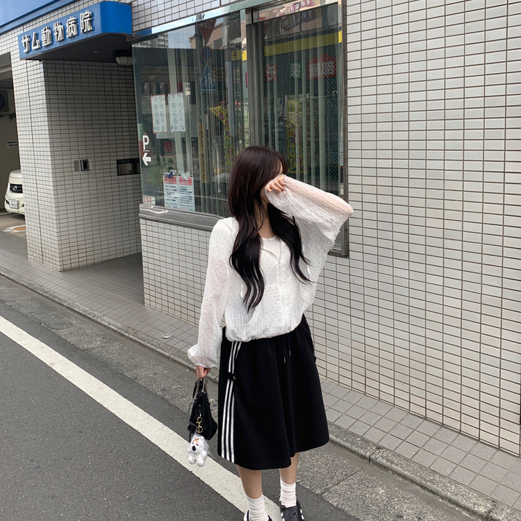 シースルードットフリルフードウィンドブレーカー｜ジャンパー｜韓国