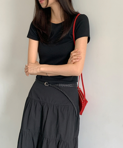 半袖Tシャツ コットンスリム半袖Tシャツ(5color) BLACK