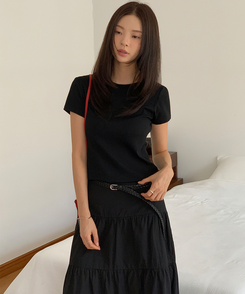 半袖Tシャツ コットンスリム半袖Tシャツ(5color) BLACK