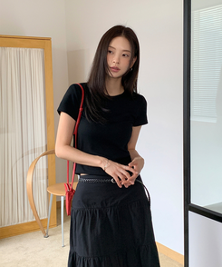 半袖Tシャツ コットンスリム半袖Tシャツ(5color) BLACK