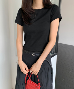 半袖Tシャツ コットンスリム半袖Tシャツ(5color) BLACK