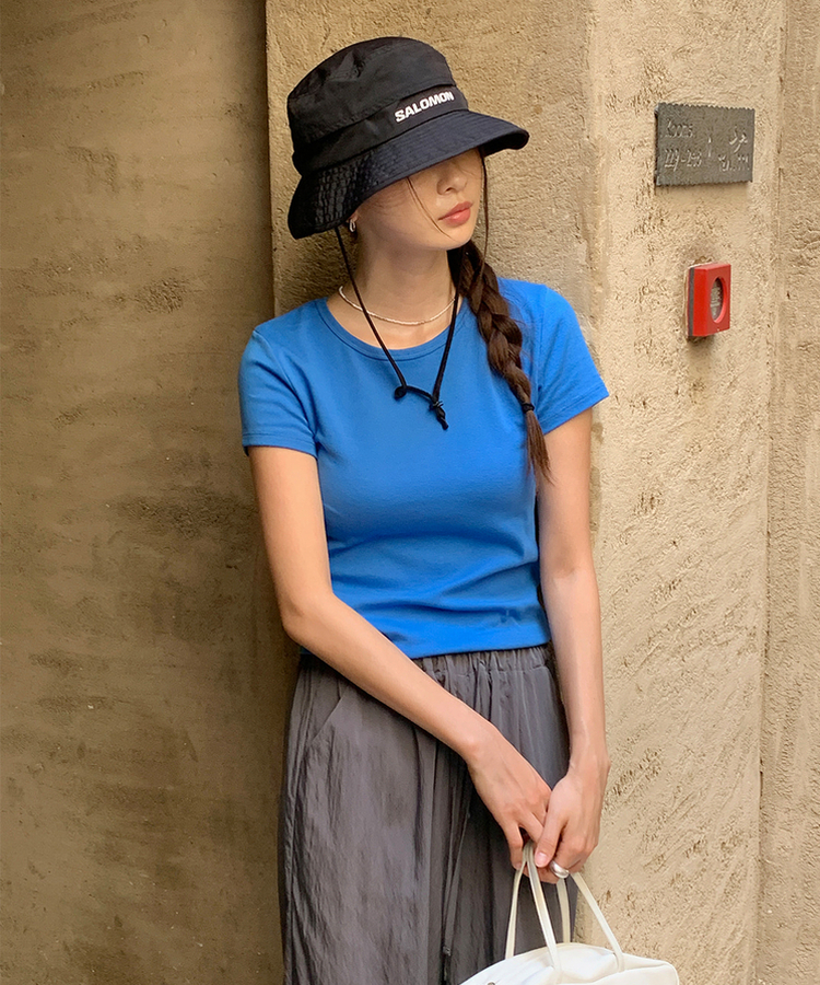 コットンスリム半袖Tシャツ(5color) COBALT BLUE