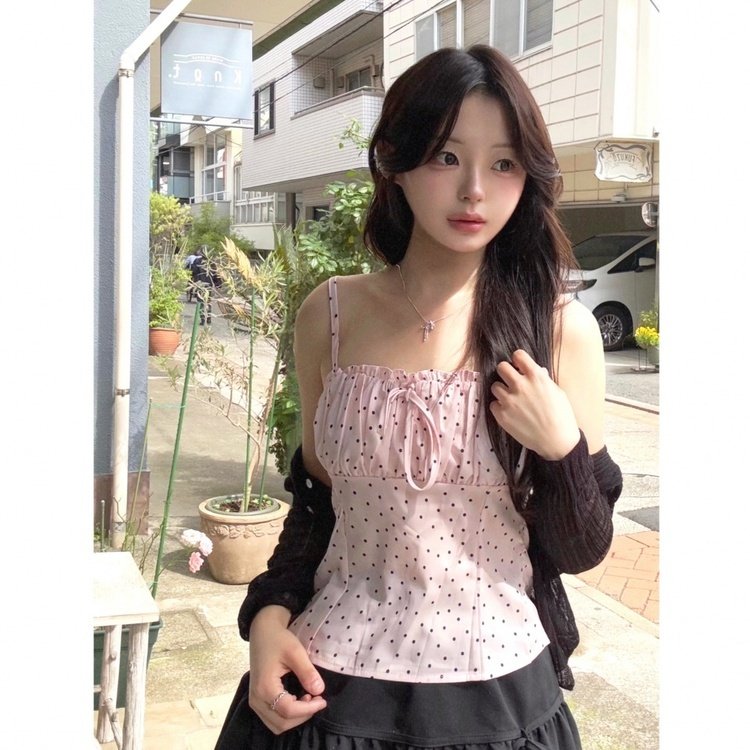 ドットリボンキャミソールブラウス PINK