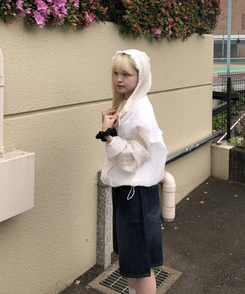 デニム バミューダワイドデニムパンツ DARK BLUE