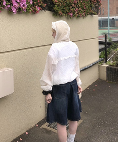 デニム バミューダワイドデニムパンツ DARK BLUE
