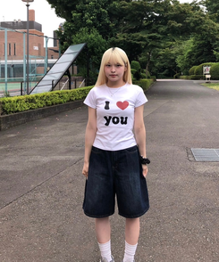 デニム バミューダワイドデニムパンツ DARK BLUE