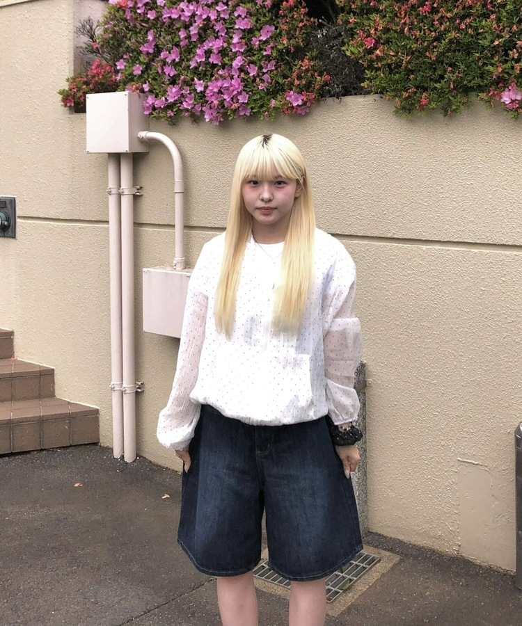 バミューダワイドデニムパンツ DARK BLUE