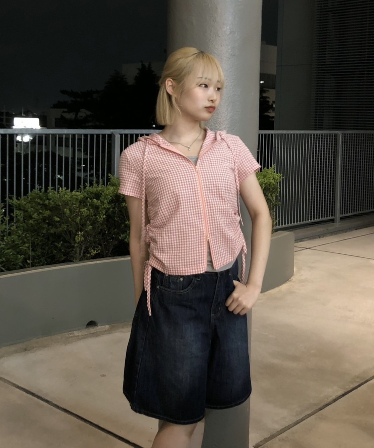 デニム バミューダワイドデニムパンツ DARK BLUE