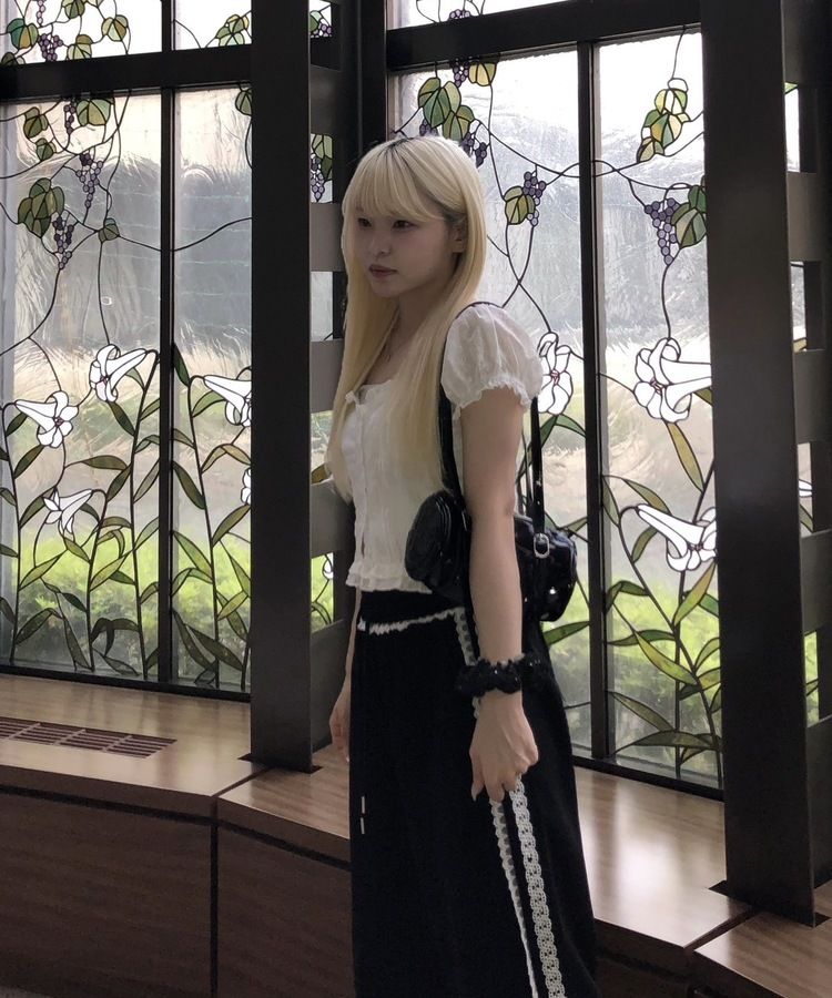 レースパンチングブラウス WHITE