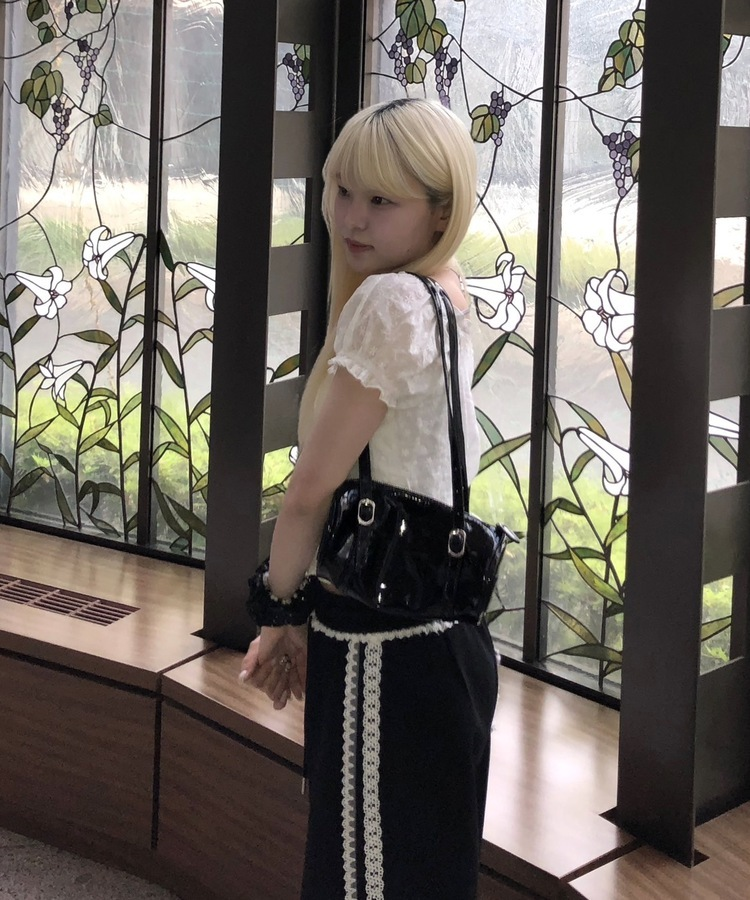 レースパンチングブラウス WHITE