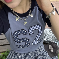半袖Tシャツ カジュアルパッチTシャツ SKY BLUE