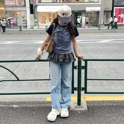 半袖Tシャツ カジュアルパッチTシャツ SKY BLUE