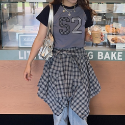 半袖Tシャツ カジュアルパッチTシャツ SKY BLUE
