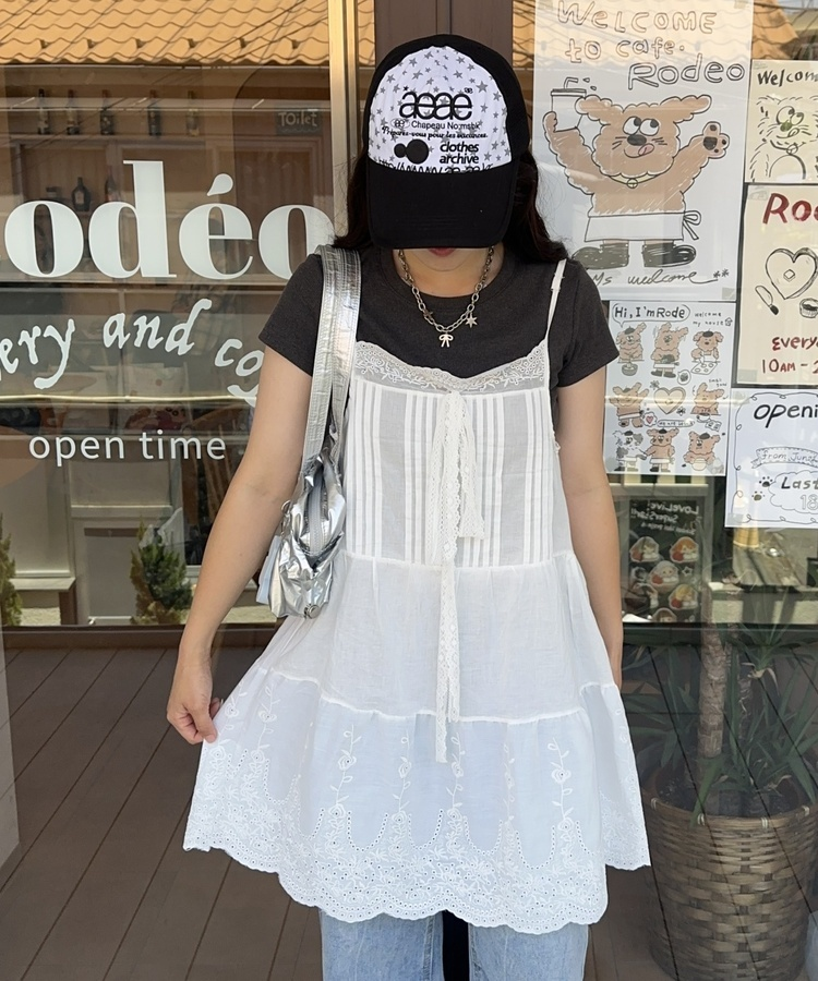 ミニワンピース シャインレースキャミワンピース WHITE