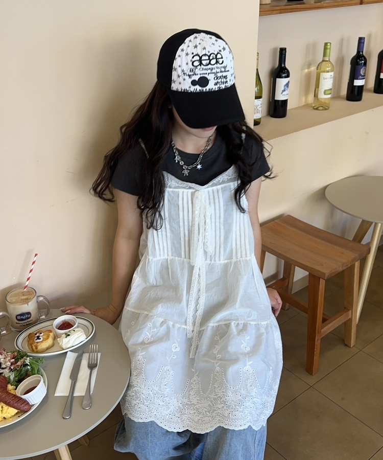 ミニワンピース シャインレースキャミワンピース WHITE