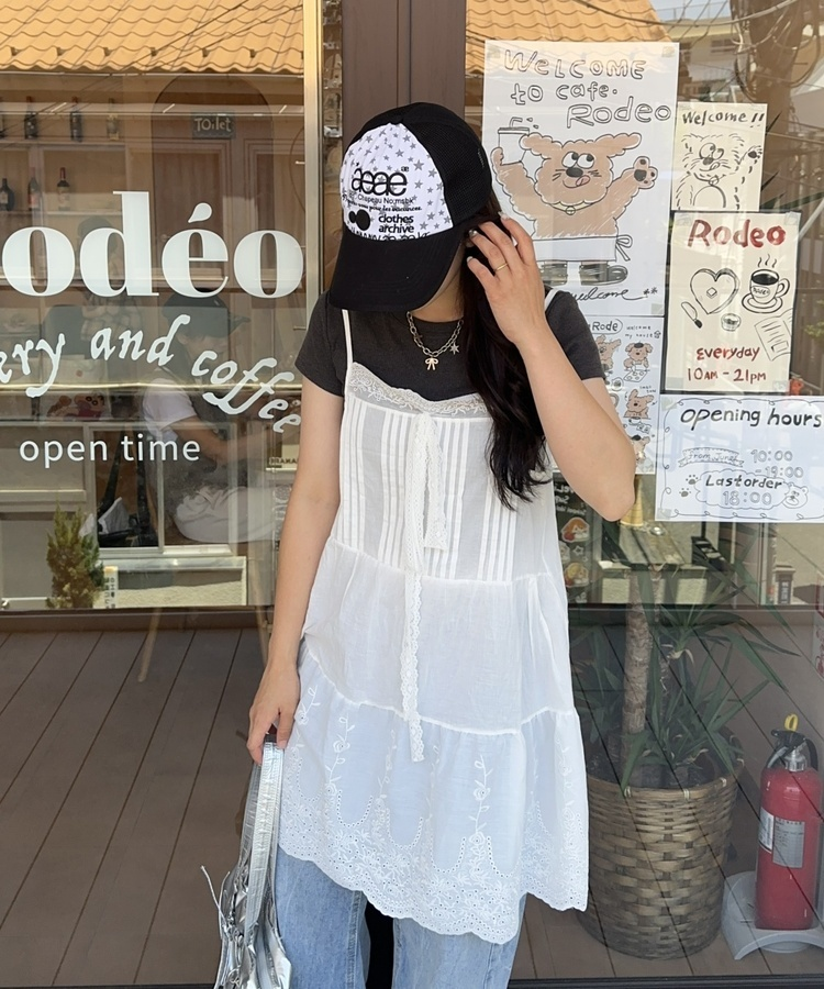 ミニワンピース シャインレースキャミワンピース WHITE