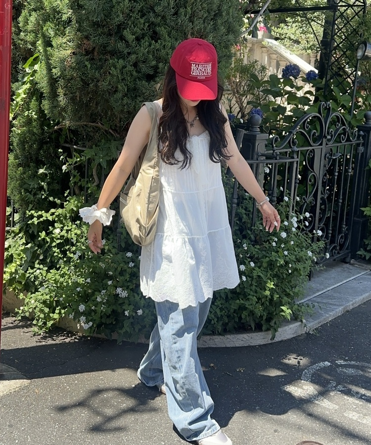 ミニワンピース シャインレースキャミワンピース WHITE