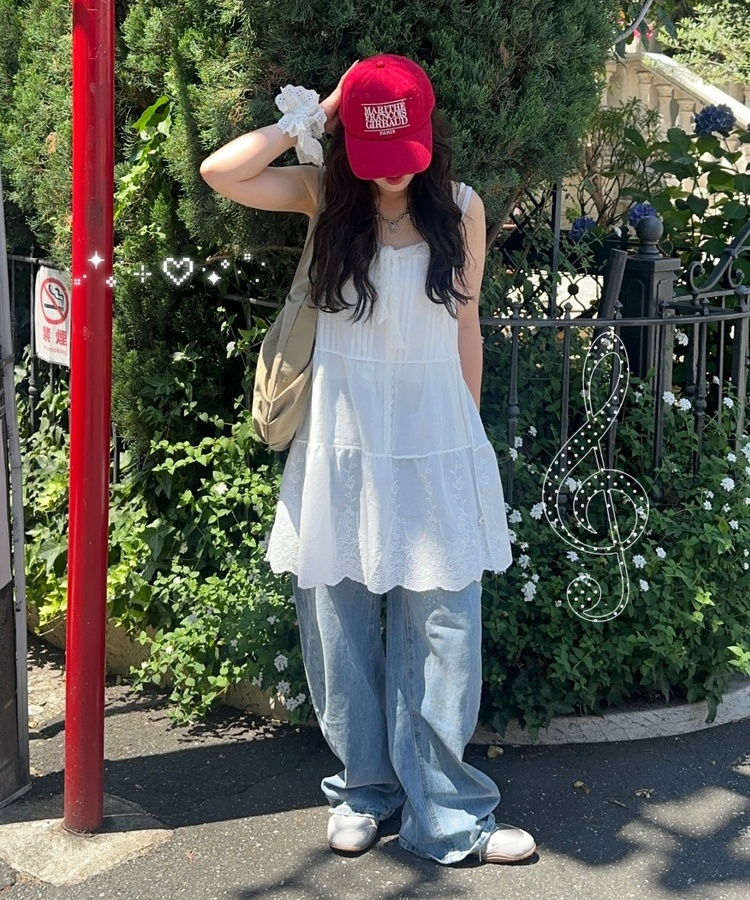 ミニワンピース シャインレースキャミワンピース WHITE