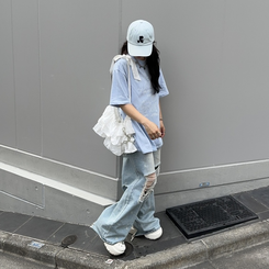 バッグ 【2color】フリルリボンバッグ WHITE