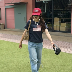半袖Tシャツ 星条旗レースTシャツ NAVY