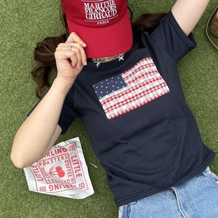 星条旗レースTシャツ NAVY