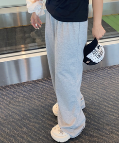 スカパン 【スカートSET】ウエストゴムレーススウェットパンツ GRAY