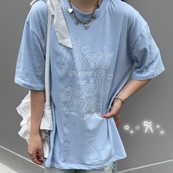 半袖Tシャツ オーバーフィットプリントTシャツ SKY BLUE